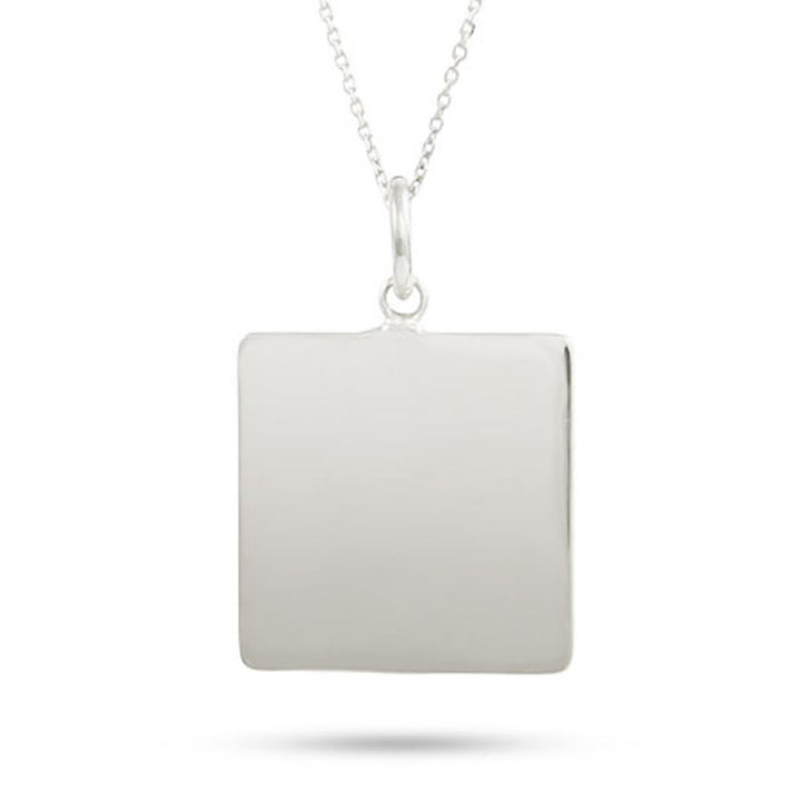 Sterling Silver Engravable Square Tag Pendant