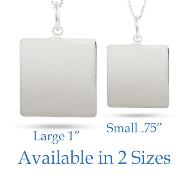 Sterling Silver Engravable Square Tag Pendant