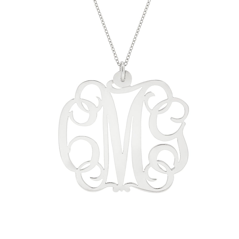 Fancy Script Sterling Silver Monogram Necklace