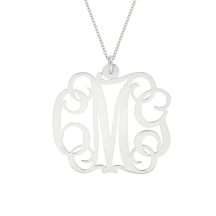 Fancy Script Sterling Silver Monogram Necklace