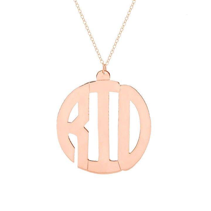 Rose Gold Block Style Monogram Necklace