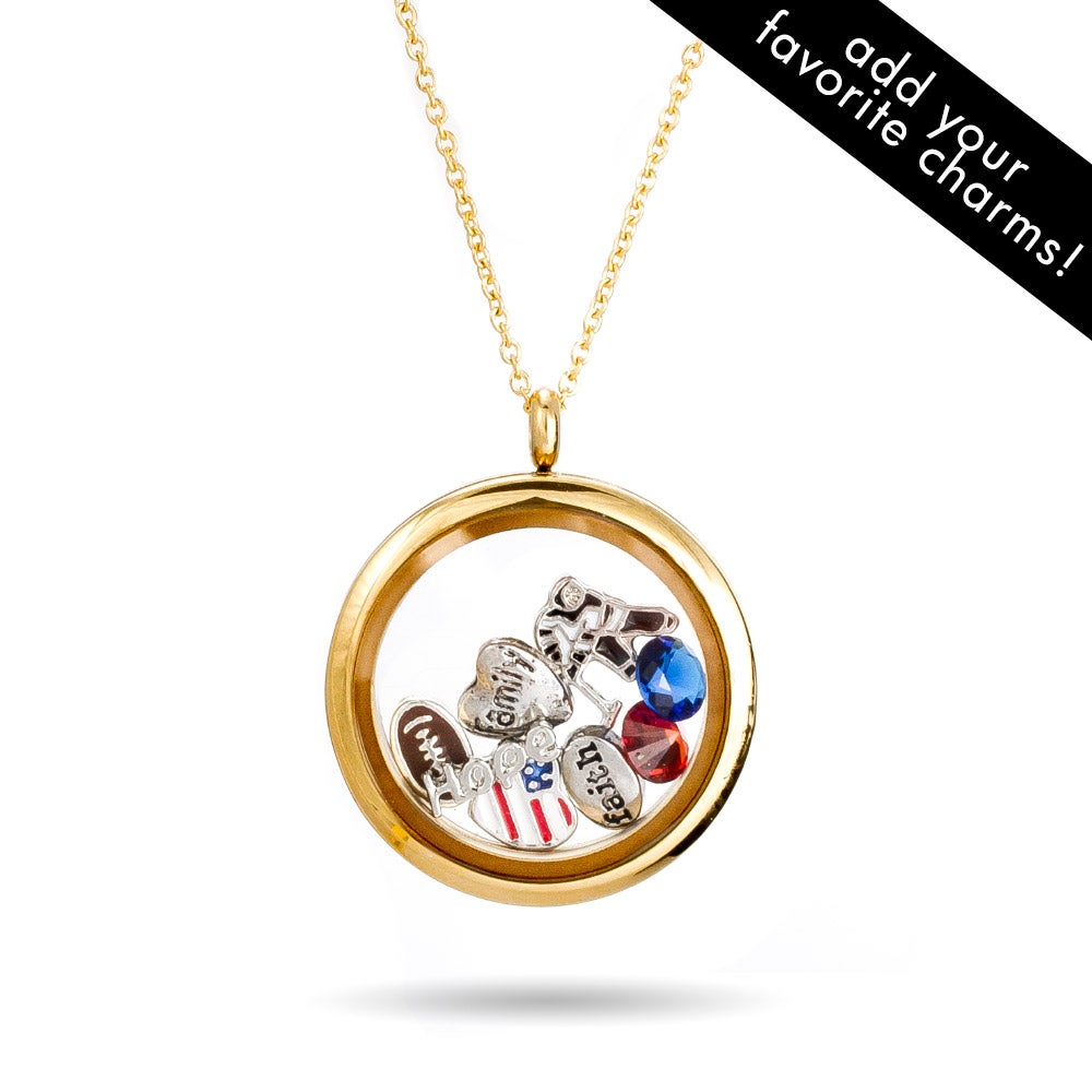 Gold Round Build A Charm Glass Floating Locket