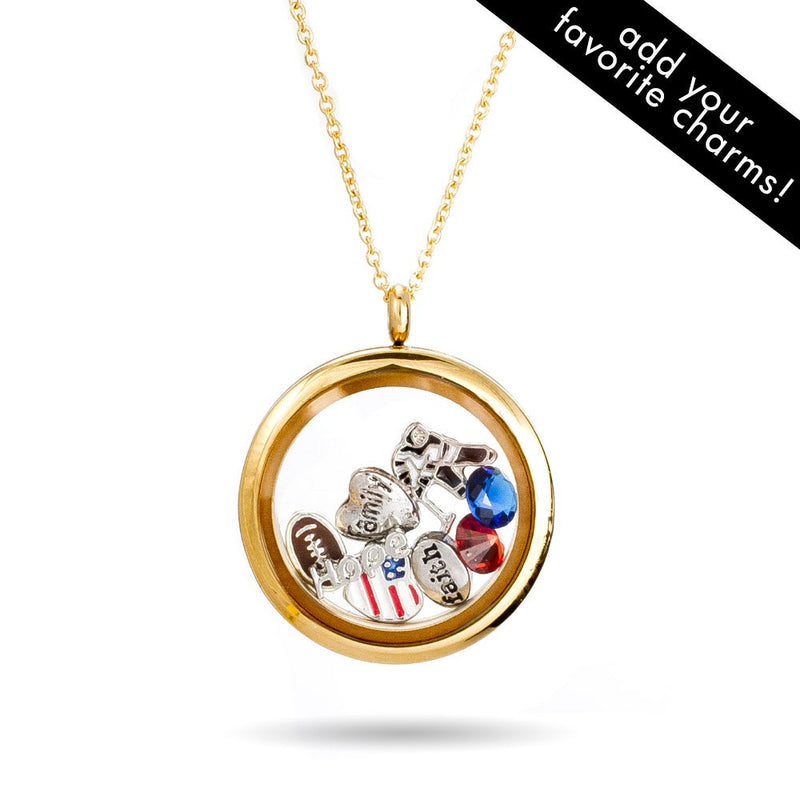 Gold Round Build A Charm Glass Floating Locket