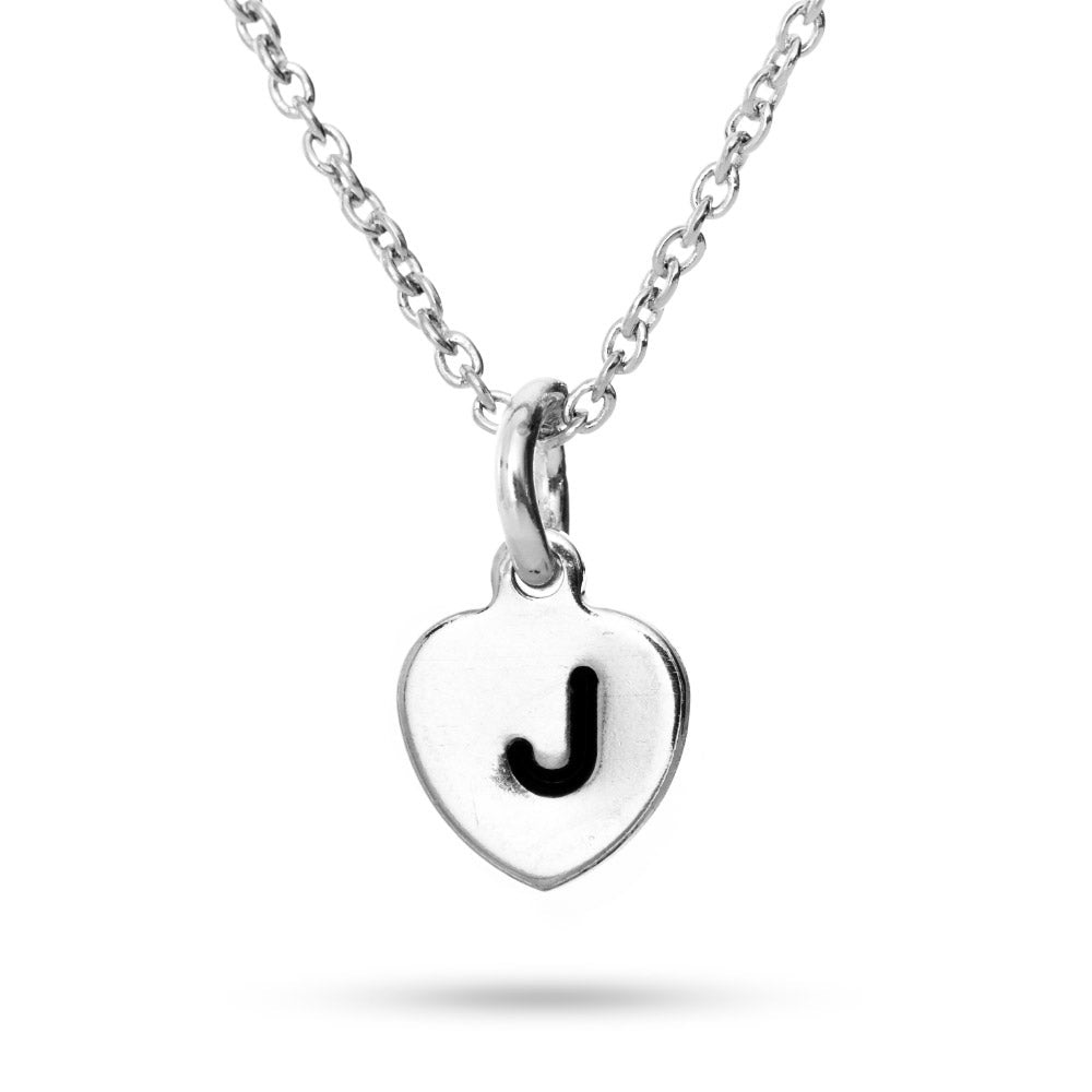 Hand Stamped Heart Tag Mini Initial Necklace