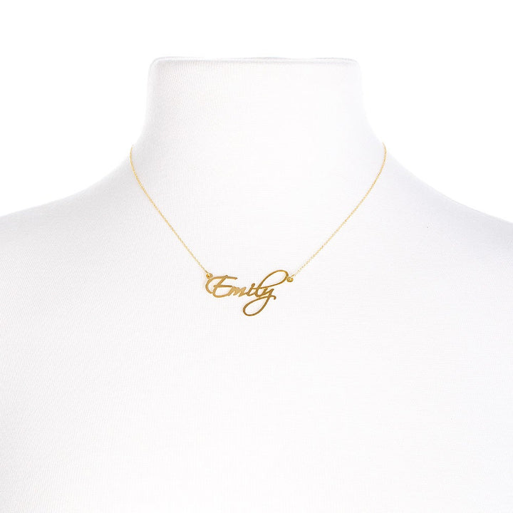 14K Gold Fancy Script Nameplate Necklace