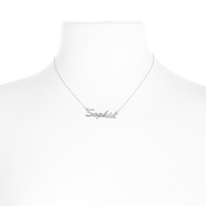 14K White Gold Thin Script Nameplate Necklace