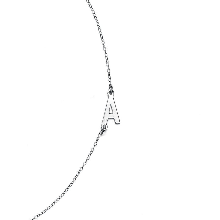 14K White Gold Sideways Initial Necklace