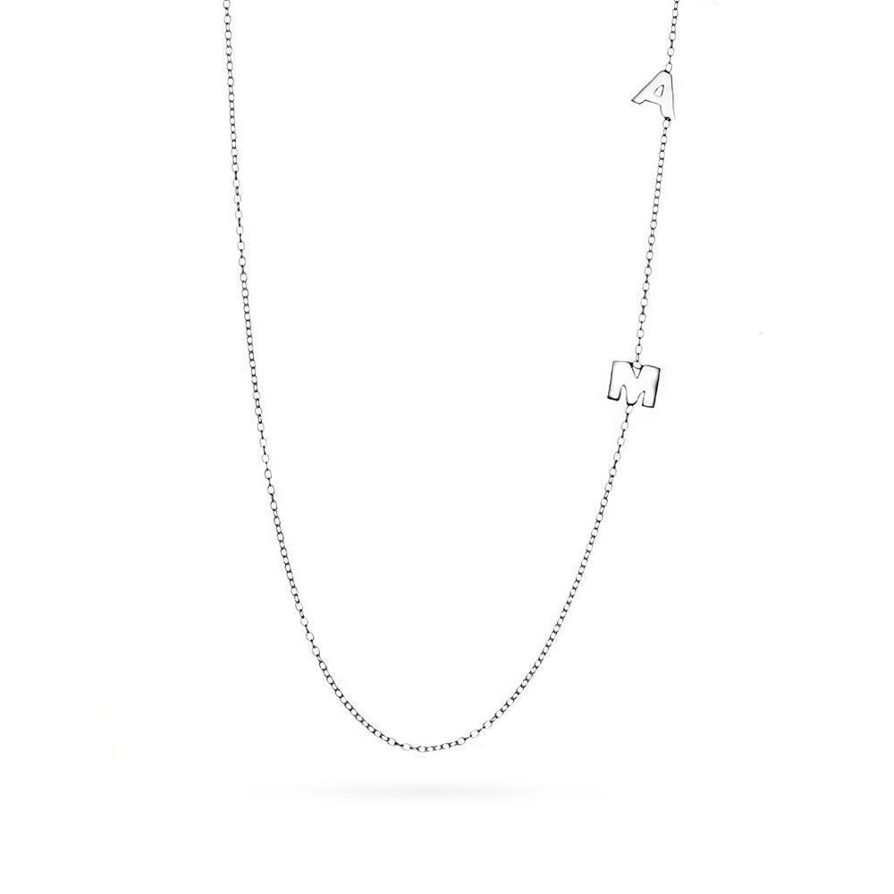 2 Letter Sterling Silver Sideways Initial Necklace