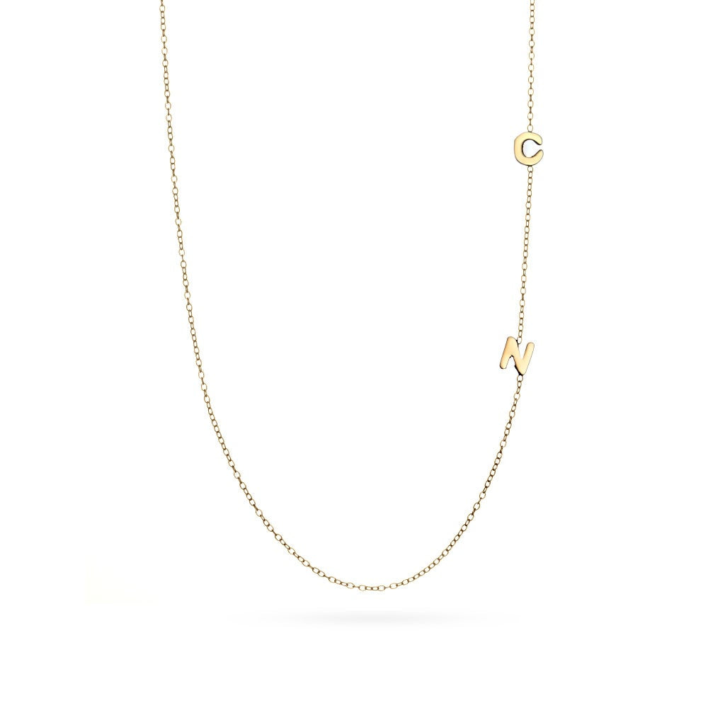 2 Letter Gold Sideways Initial Necklace