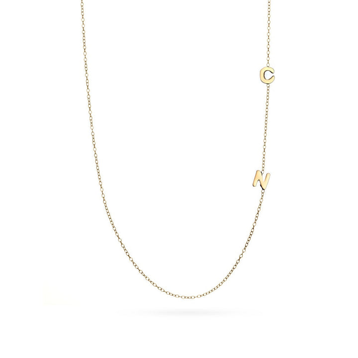 2 Letter Gold Sideways Initial Necklace