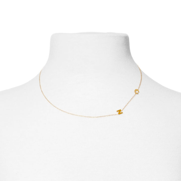 2 Letter Gold Sideways Initial Necklace