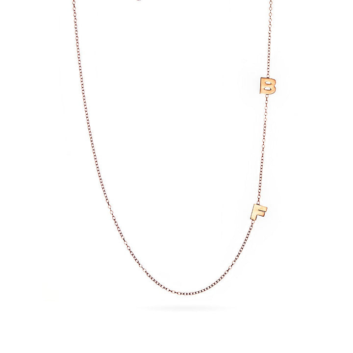 2 Letter Rose Gold Sideways Initial Necklace