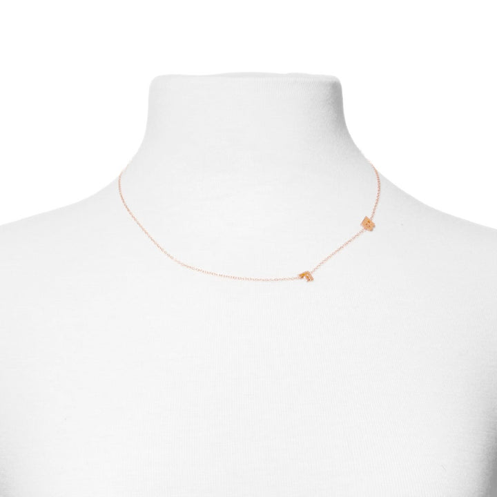 2 Letter Rose Gold Sideways Initial Necklace