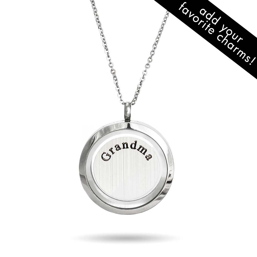 Build A Charm Grandma Plate Round Floating Locket