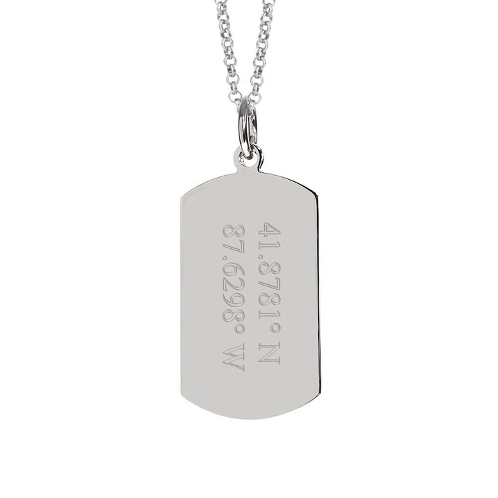 Coordinate Steel Dog Tag Necklace-horz. 2 line coordinate