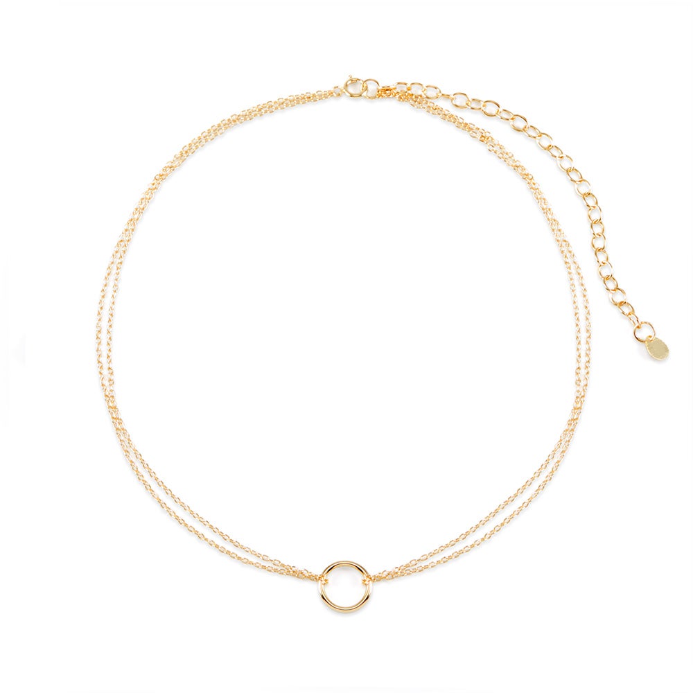 Double Strand Gold Circle Choker Necklace