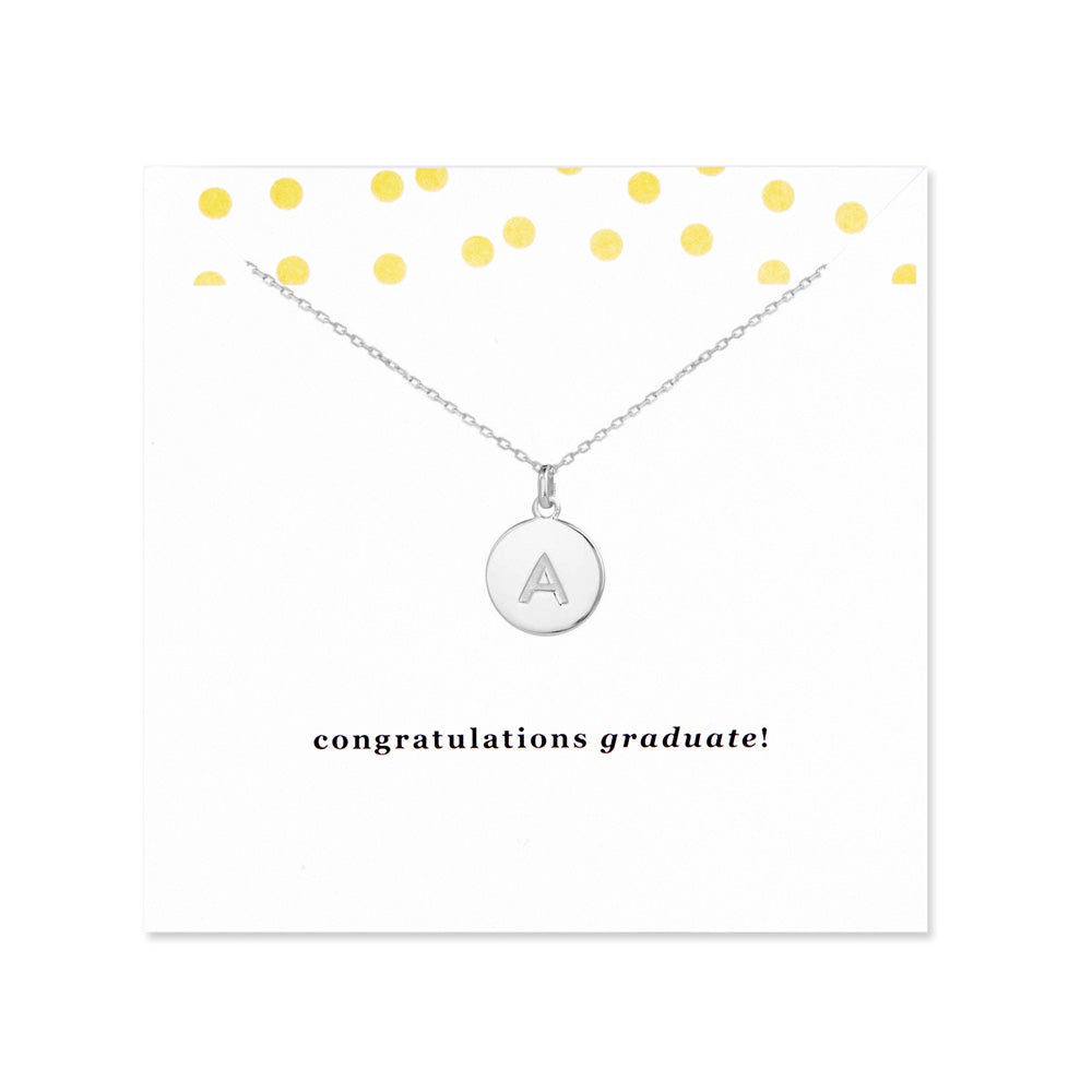 Congratulations Graduate Initial Silver Disc Necklace