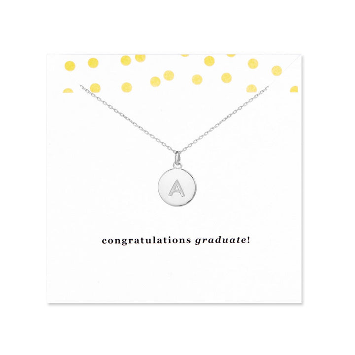 Congratulations Graduate Initial Silver Disc Necklace