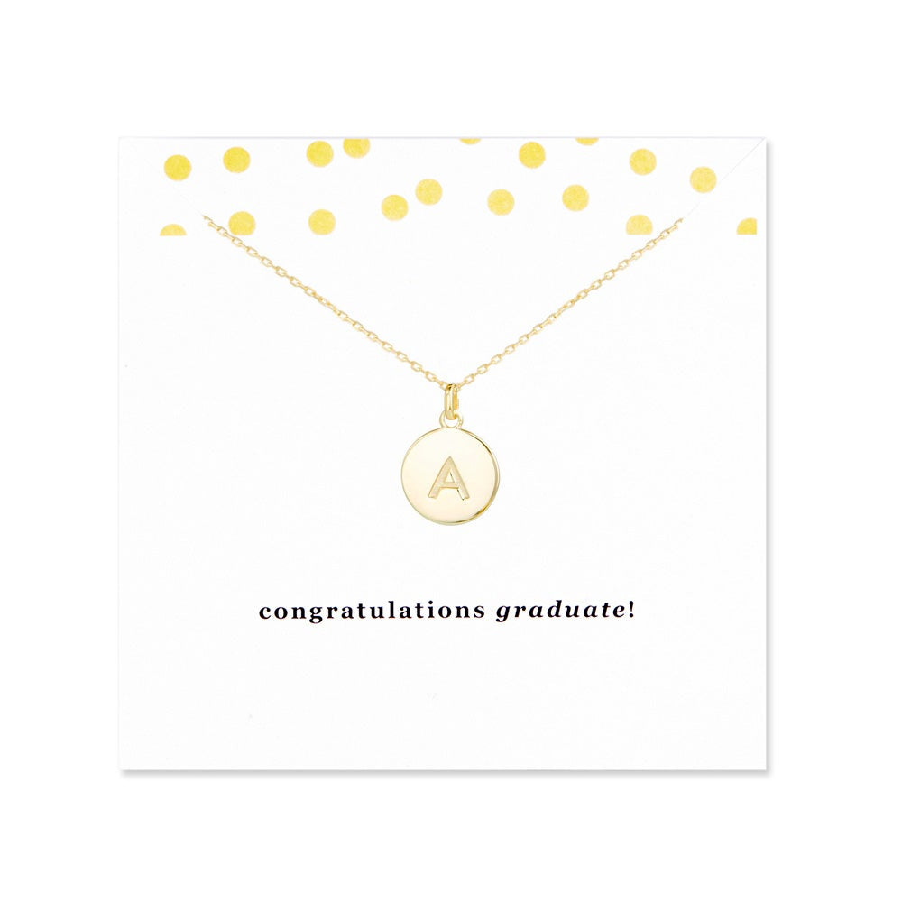 Congratulations Graduate Initial Gold Disc Necklace