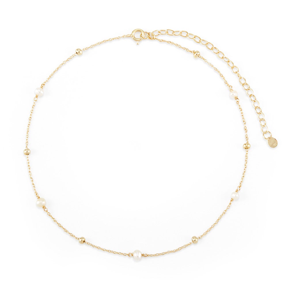 Freshwater Pearl Beaded Gold Choker