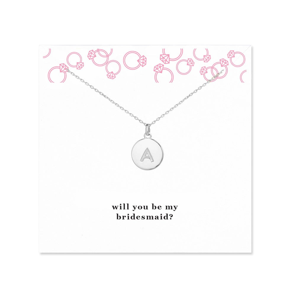 Will You Be My Bridesmaid Silver Initial Necklace