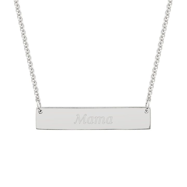 Mama Bear and Two Baby Cubs Silver Name Bar Necklace