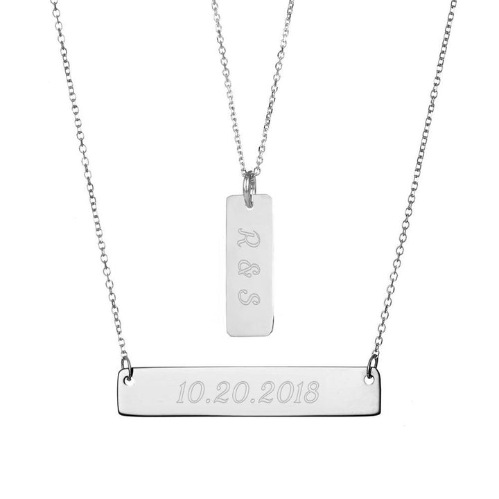 Layered Silver Name Bar Necklace (left to right)