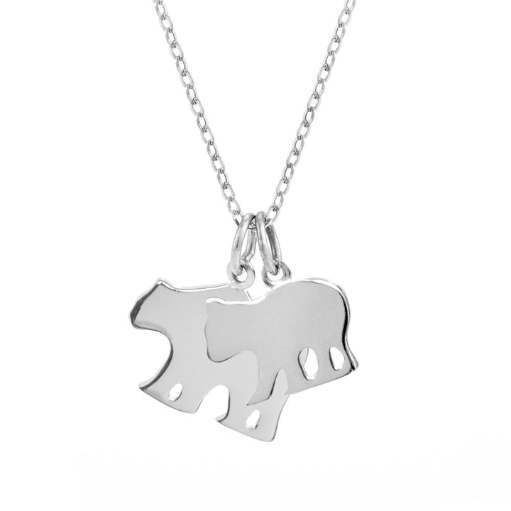 Custom Mama and Baby Bear Silver Necklace