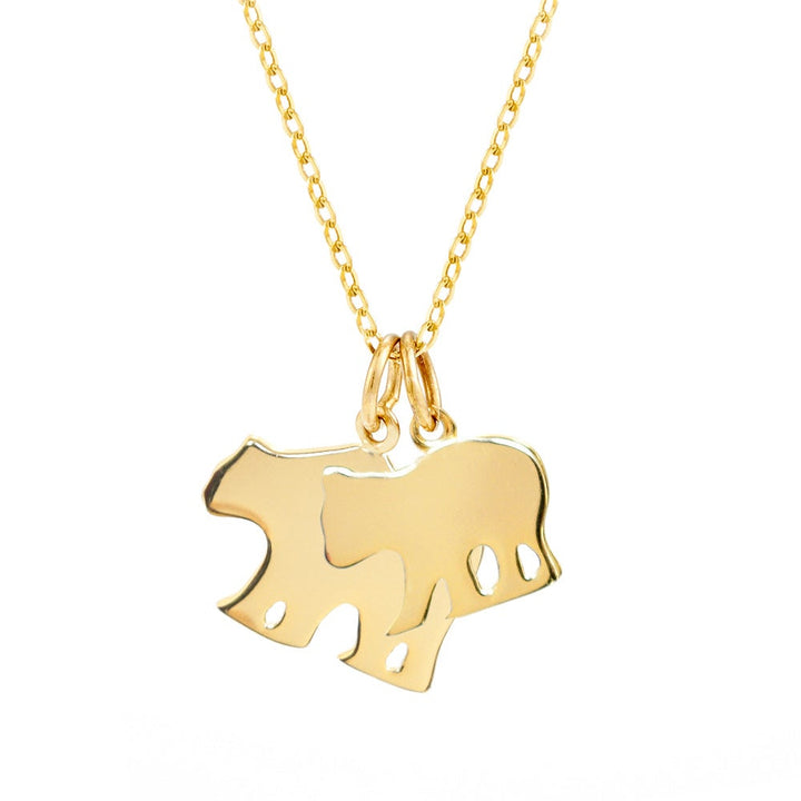 Custom Mama and Baby Bear Gold Necklace