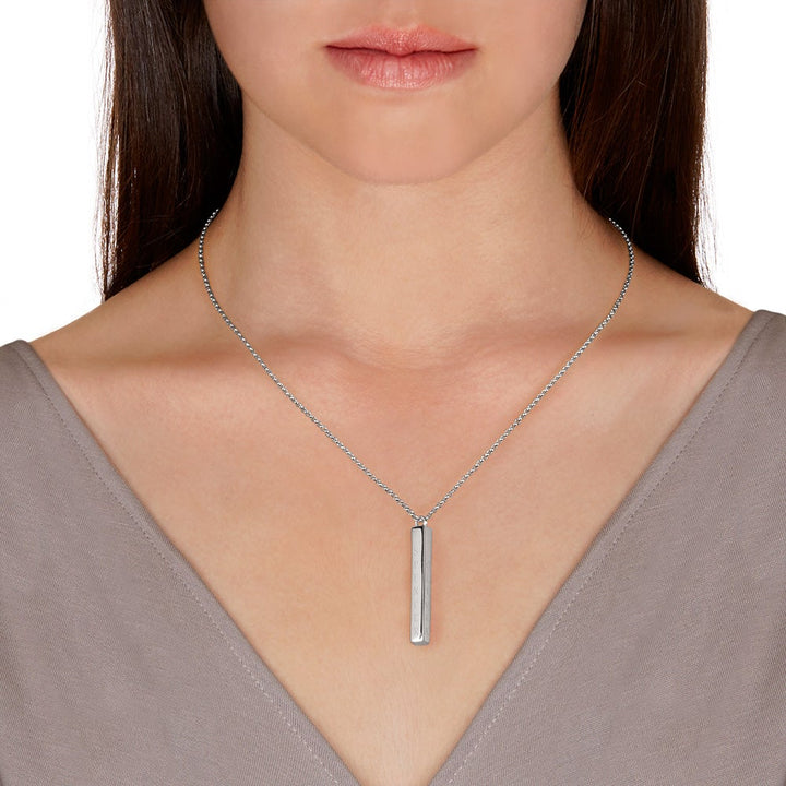 Silver Personalized Vertical Name Bar Necklace