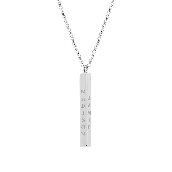 Engraved Vertical Name Bar Necklace