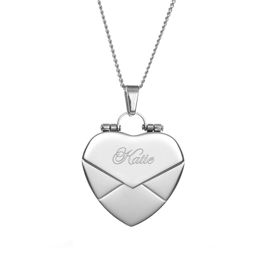 Engraved Heart Envelope Locket with Insert