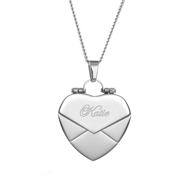 Engraved Heart Envelope Locket with Insert