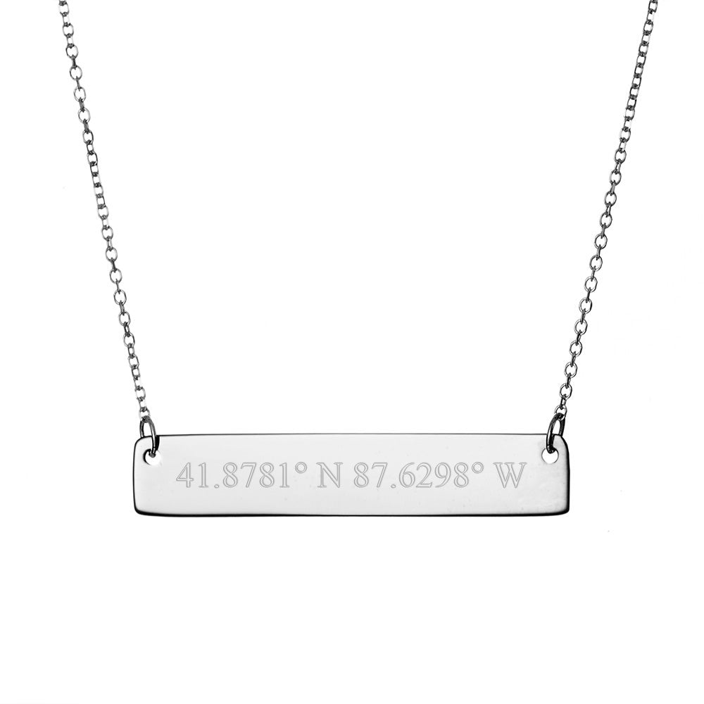 Silver Engraved Coordinate Necklace