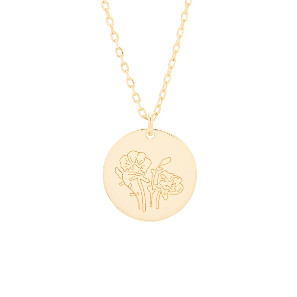 Gold August Flower Pendant - Poppy