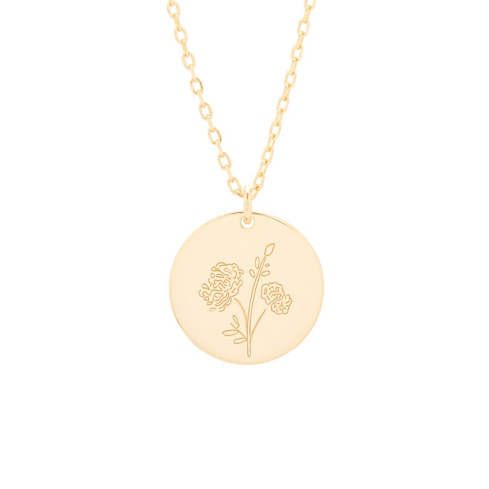 Gold November Flower Pendant - Chrysanthemum