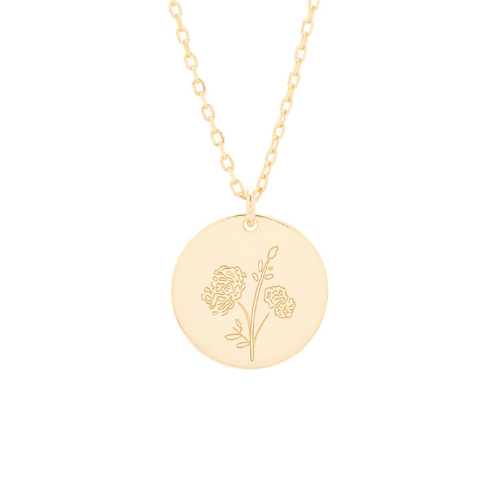 Gold November Flower Pendant - Chrysanthemum