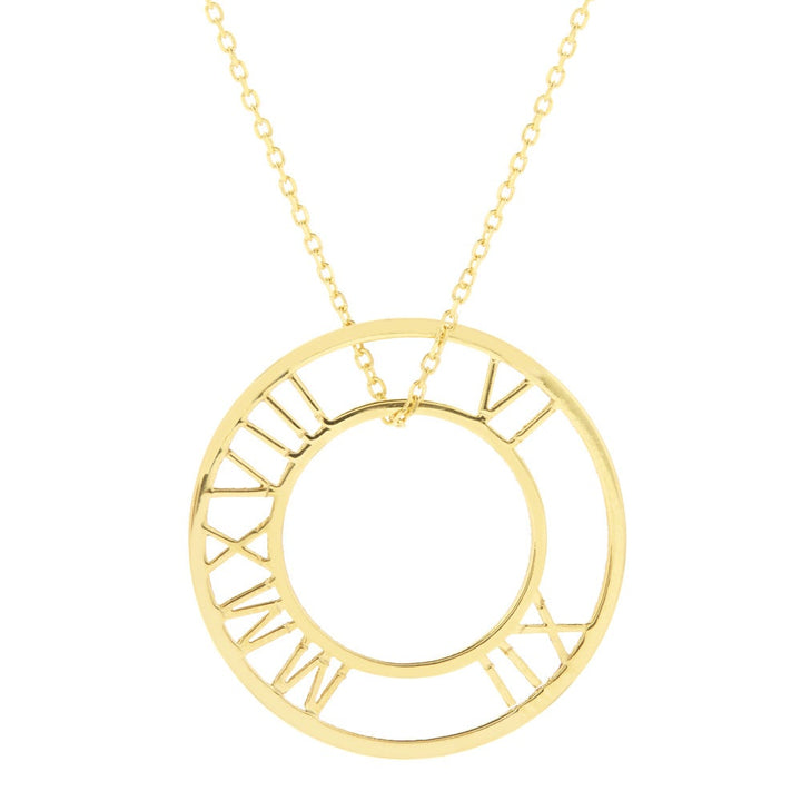 Gold  Roman Numeral Circle Pendant