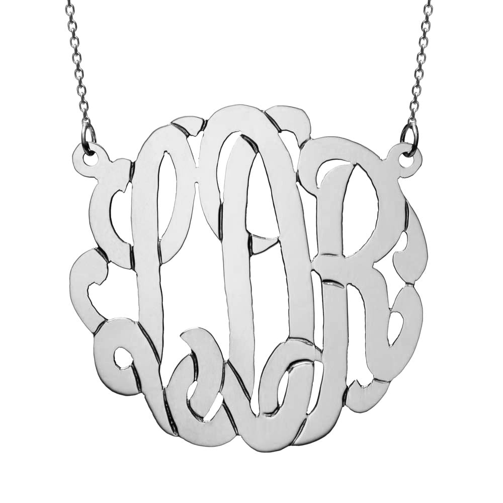 14K Solid White Gold Monogram