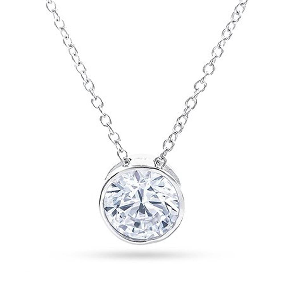 Sterling Silver Necklace with Bezel Set CZ