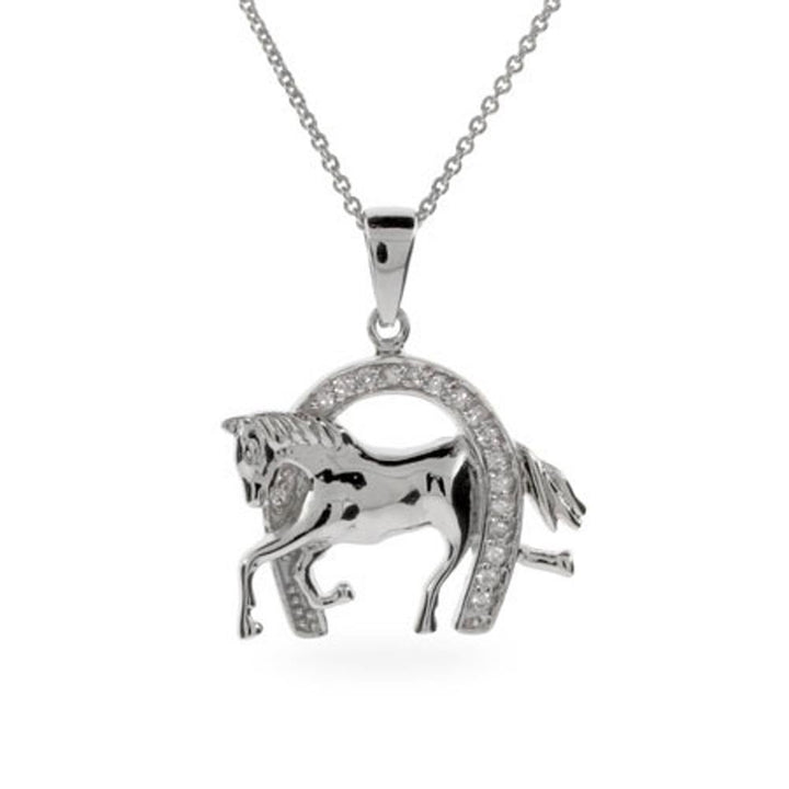 Designer Inspired CZ Equestrian Horseshoe Pendant