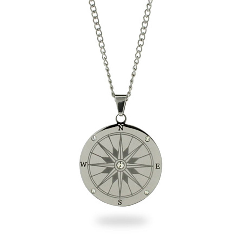 Stainless Steel Compass Pendant