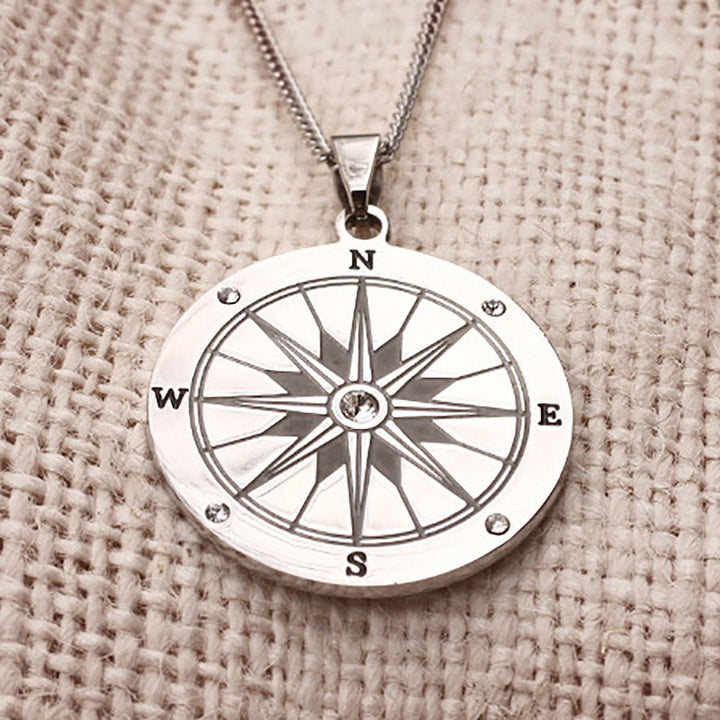 Stainless Steel Compass Pendant