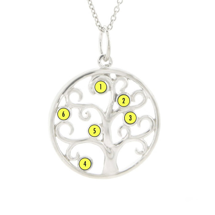 6 Stone Sparkling Crystal Family Tree Pendant