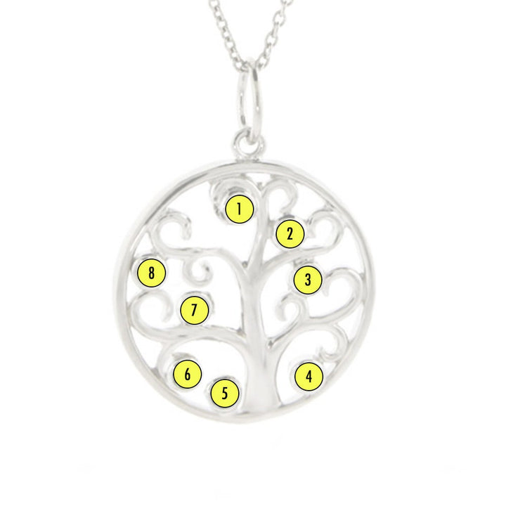 8 Stone Sparkling Crystal Family Tree Pendant