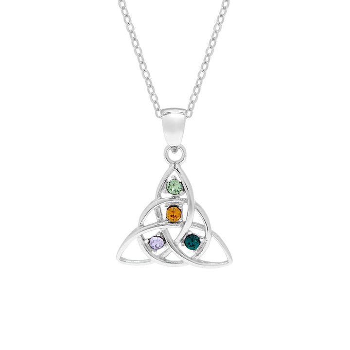 4 Stone Celtic Trinity Knot Crystal Custom Birthstone Pendant