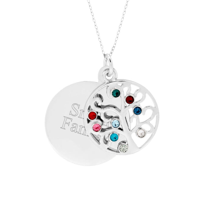 Engravable 9 Stone Custom Birthstone Family Tree Pendant