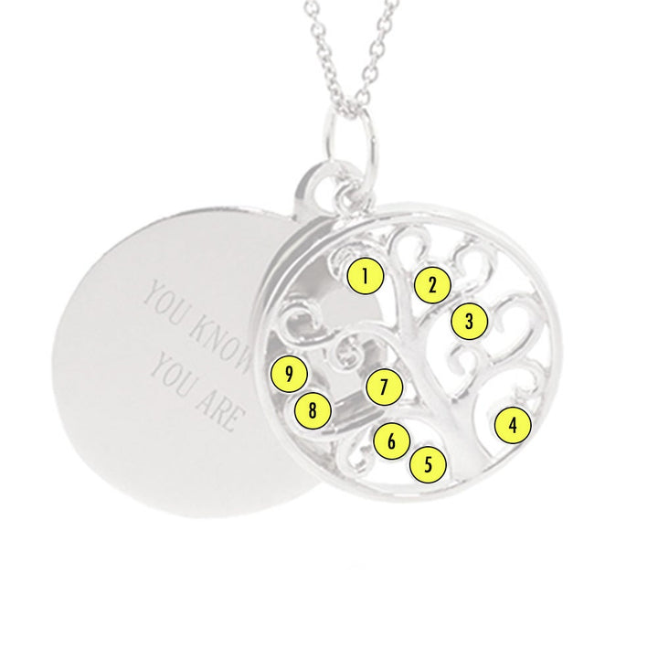 Engravable 9 Stone Custom Birthstone Family Tree Pendant