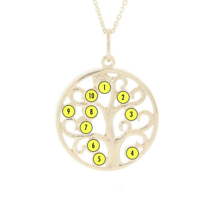 10 Stone Gold Custom Birthstone Family Tree Pendant