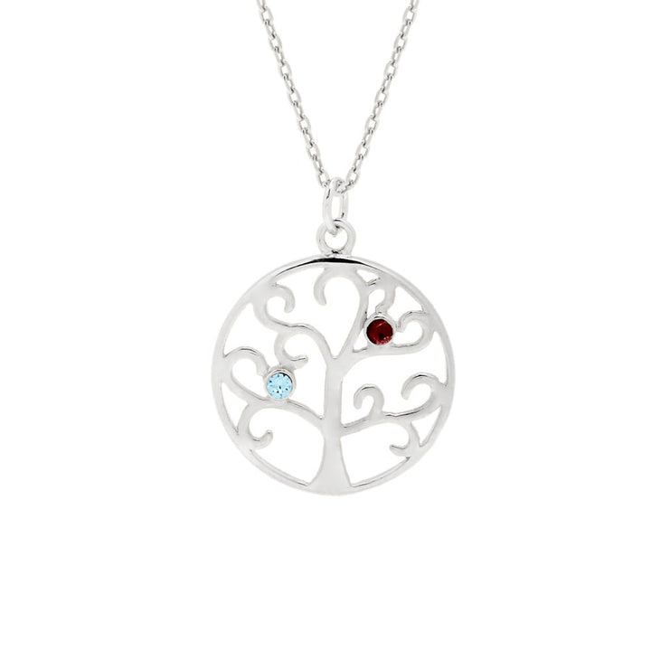 2 Stone Custom Birthstone Family Tree Pendant